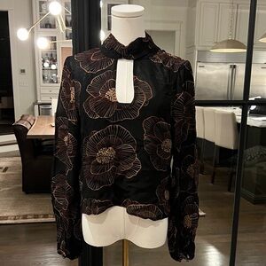 FARM Rio Black and Brown Floral Blouse